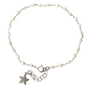 Sterling silver Genuine Pearl Ankle Bracelet 925